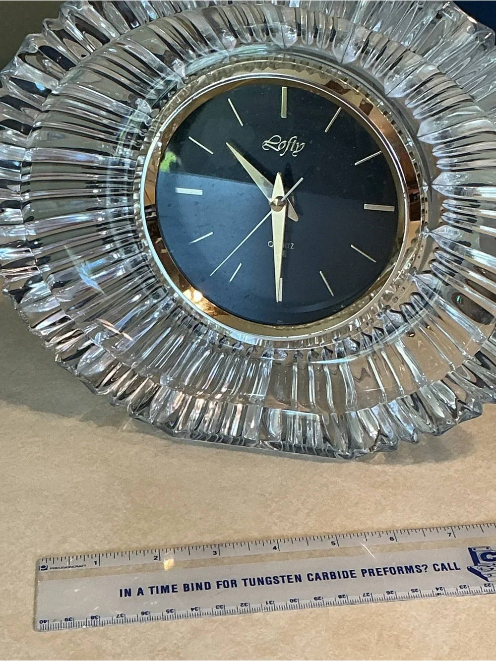 Clear Crystal Glass Wall Clock with Black Face